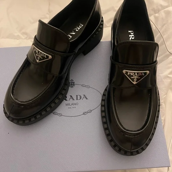 Prada loafer size 8 Prada Men Penny Loafers Size US8 Black Leather Rubber Sole  main image 2